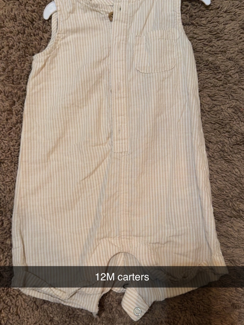Carter's Cream and White Striped Baby Shorts Romper